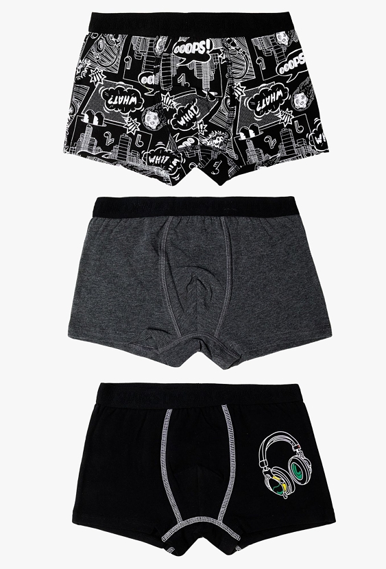 Dzianinowe bokserki dla chłopca - 3pak - grafitowe - 5.10.15.