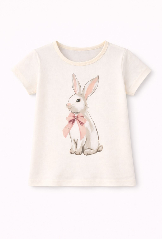 Koszulka dziewczęca z królikiem – 100% bawełna