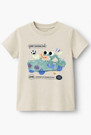 Bawełniany t-shirt z nadrukiem samochodu