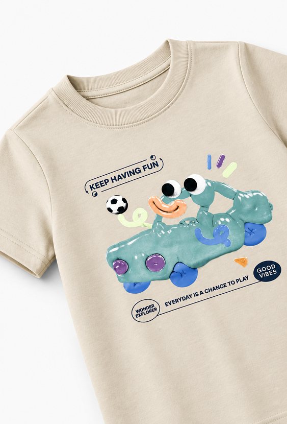 Bawełniany t-shirt z nadrukiem samochodu