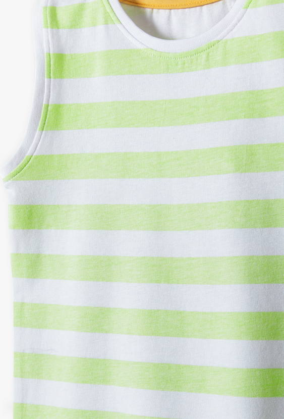 Body niemowlęce bez rękawów w zielone paski dla chłopca