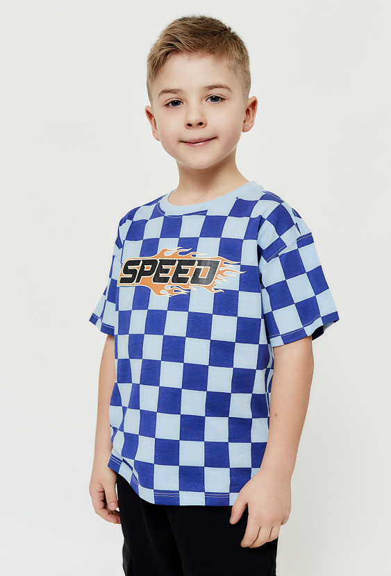 T-shirt chłopięcy w szachownice