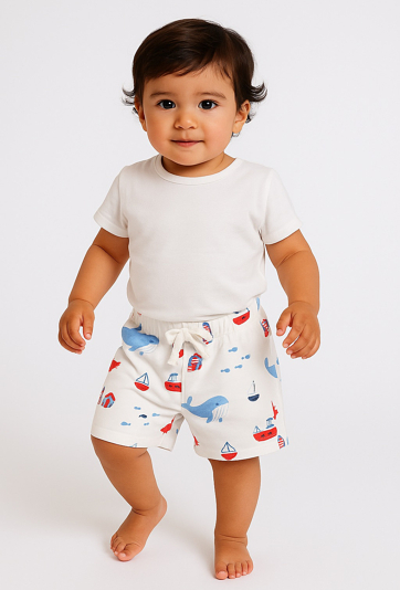 Szorty niemowlęce chłopięce – morski wzór