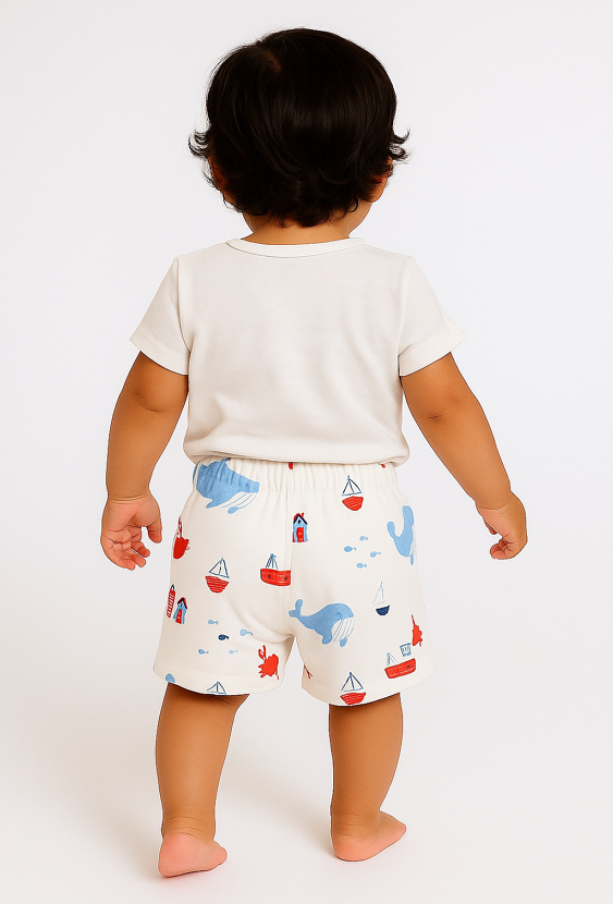 Szorty niemowlęce chłopięce – morski wzór