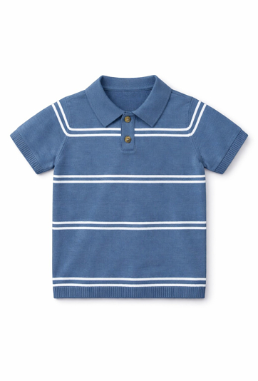 Polo swetrowe w paski dla chłopca