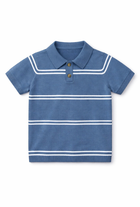 Polo swetrowe w paski dla chłopca