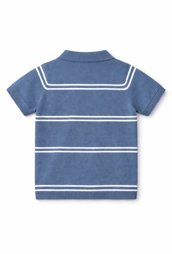 Polo swetrowe w paski dla chłopca