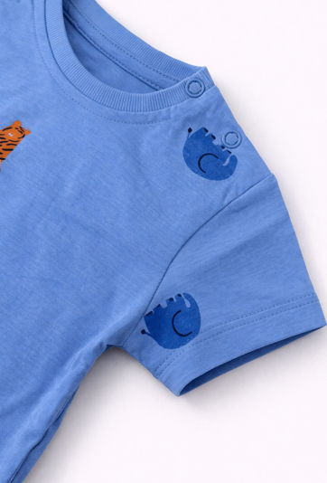 Rampers niemowlęcy niebieski w zwierzątka