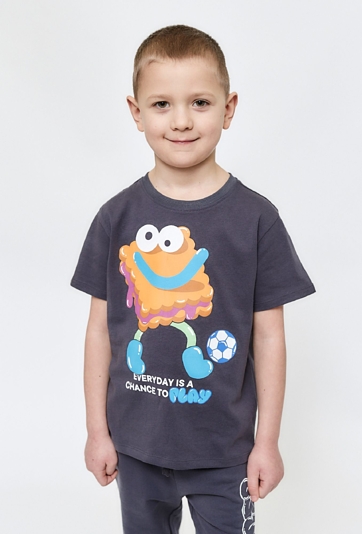 Chłopięcy t-shirt z nadrukiem – grafitowy