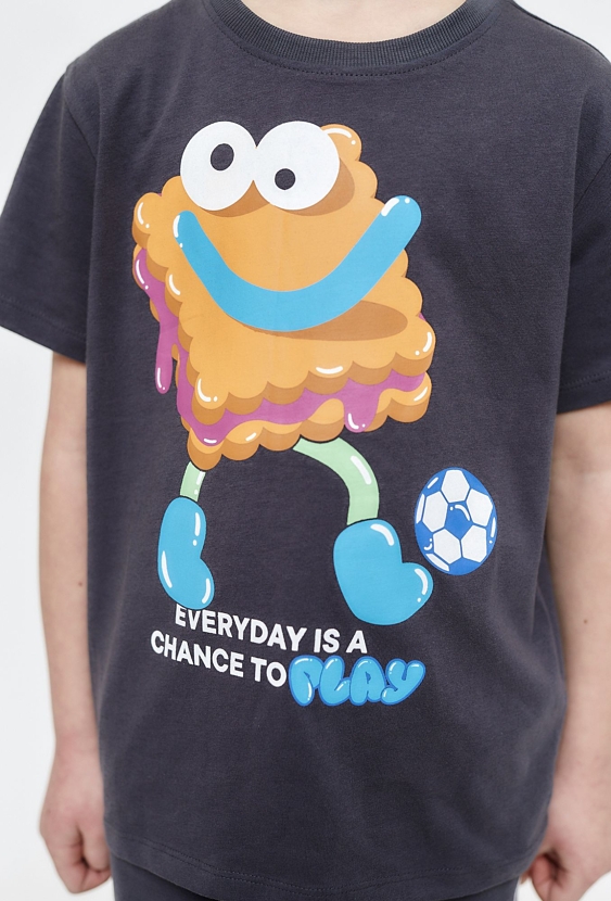 Chłopięcy t-shirt z nadrukiem – grafitowy