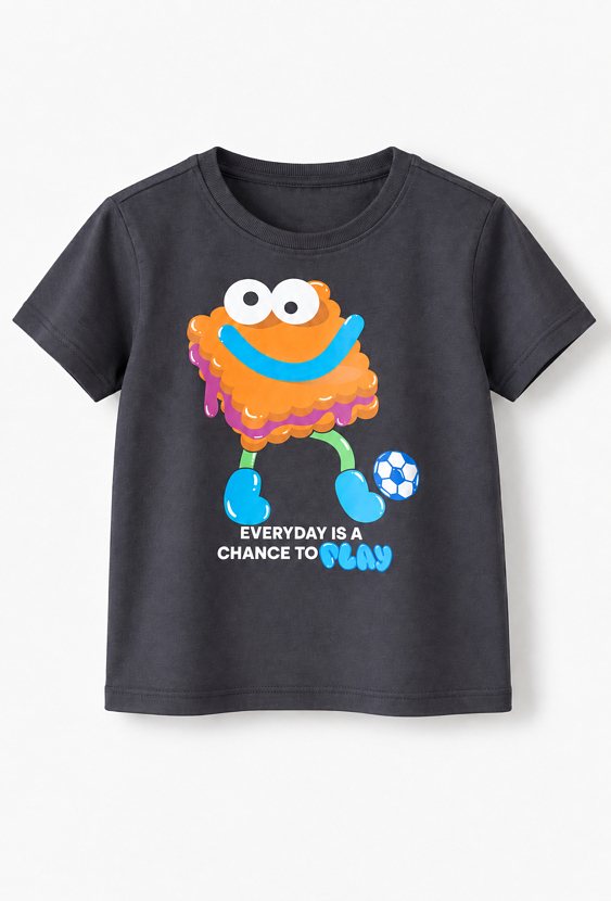 Chłopięcy t-shirt z nadrukiem – grafitowy