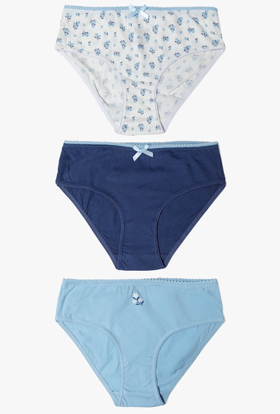 Majtki dla dziewczynki 3 pak - niebieskie, granatowe, białe