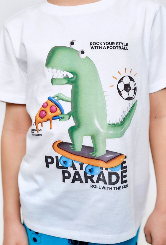 T-shirt chłopięcy z nadrukiem dinozaura