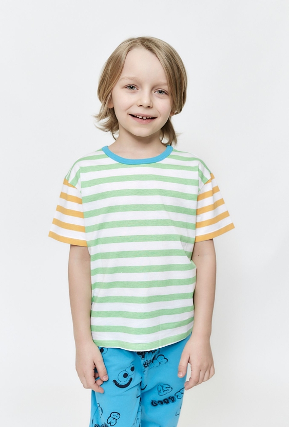 Bawełniany T-shirt w paski dla chłopca