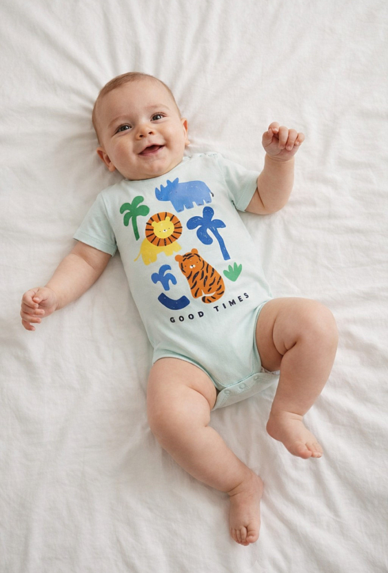 Body z krótkim rękawem z nadrukiem zwierzątek