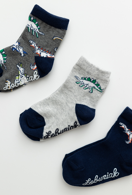 Skarpety chłopięce 3-pak w dinozaury