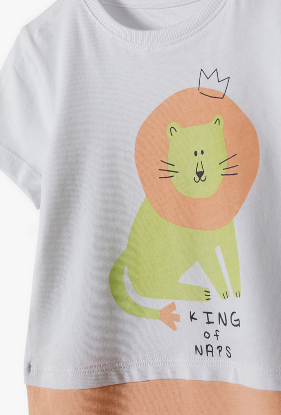 Rampers niemowlęcy z lwem – pajac krótki rękaw