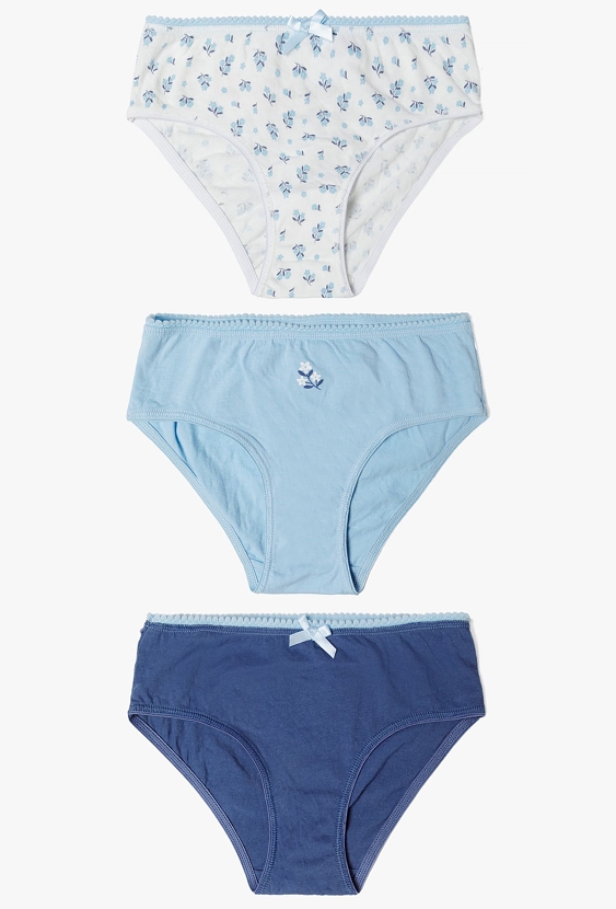 3pak majtek dziewczęcych - niebieskie w kwiatki - 5.10.15.