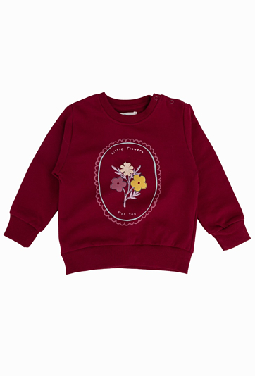 Komplet niemowlęcy: bluza z haftem i legginsy w kwiaty.