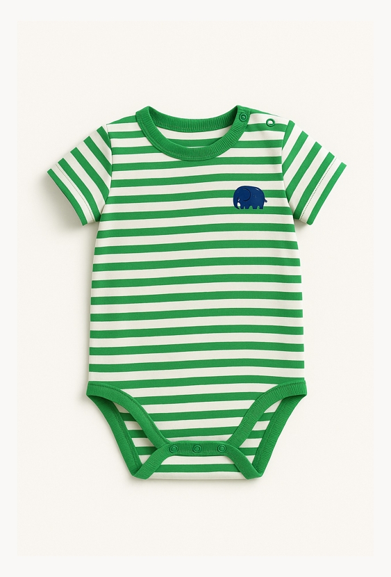 Body w zielone paski ze słonikiem