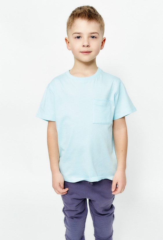 T-shirt chłopięcy z kieszonką - niebieski
