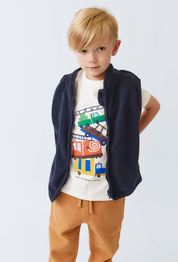 Granatowy bezrękawnik polarowy ze stójką