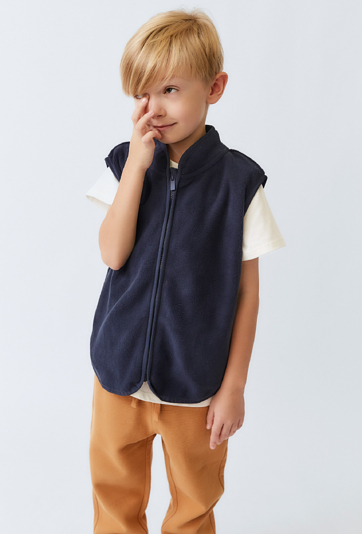 Granatowy bezrękawnik polarowy ze stójką