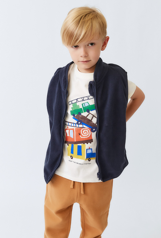 Granatowy bezrękawnik polarowy ze stójką