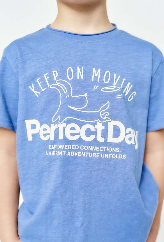 T-shirt chłopięcy bawełniany - niebieski z nadrukiem