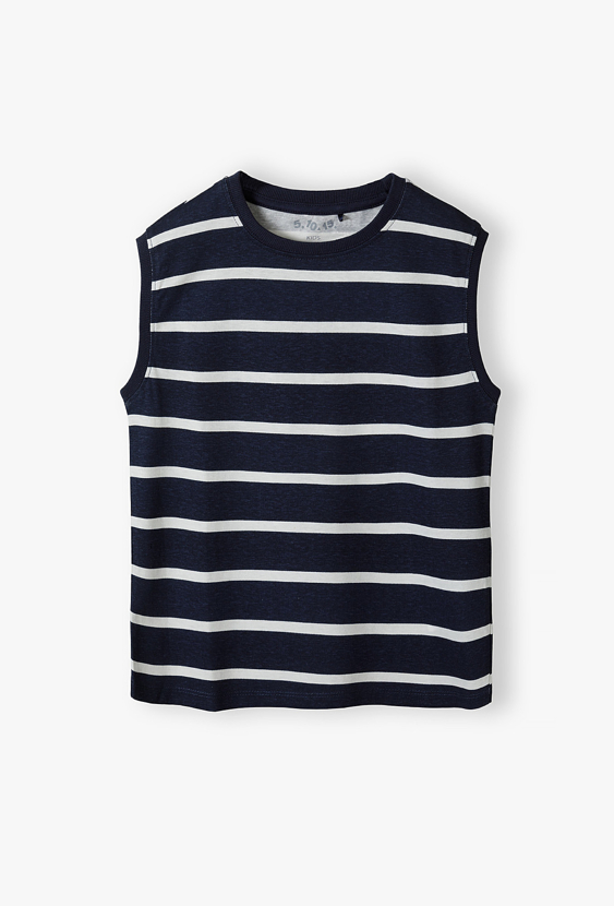 Koszulka bez rękawów chłopięca w białe pasy