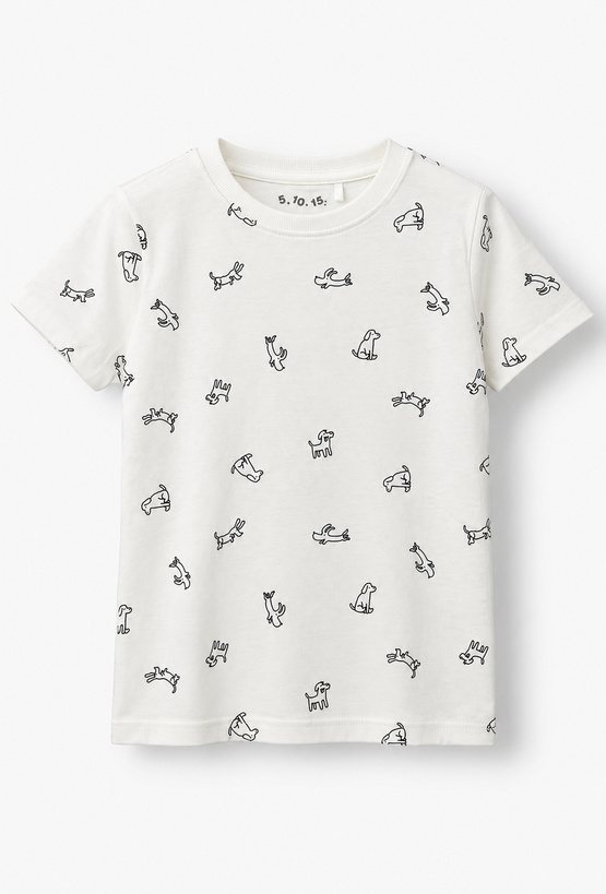 T-shirt bawełniany dla chłopca - biały z nadrukiem