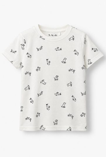 T-shirt bawełniany dla chłopca - biały z nadrukiem