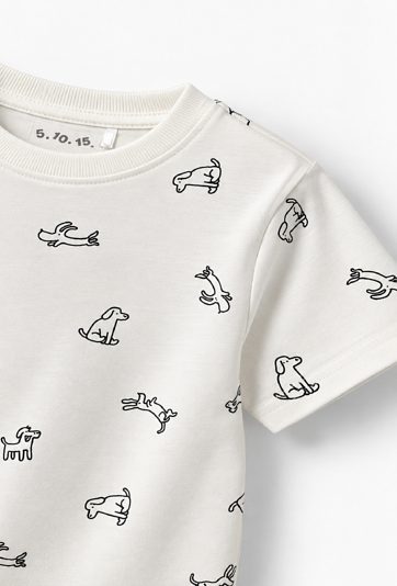 T-shirt bawełniany dla chłopca - biały z nadrukiem