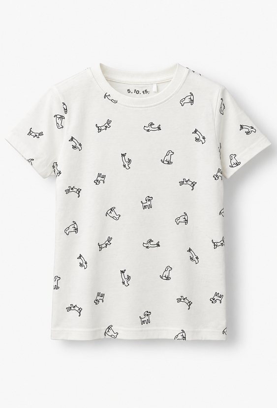 T-shirt bawełniany dla chłopca - biały z nadrukiem