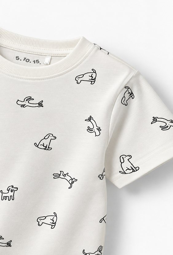 T-shirt bawełniany dla chłopca - biały z nadrukiem