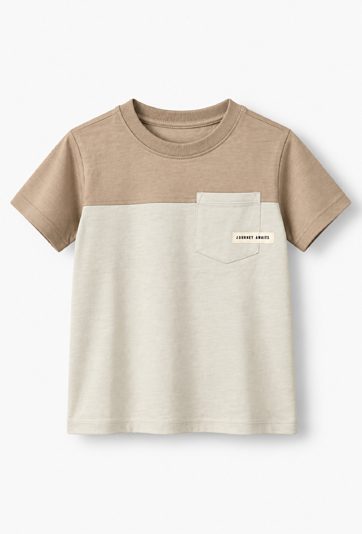 Dwukolorowy t-shirt z kieszonką