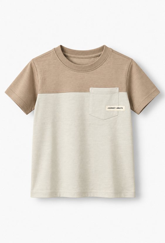 Dwukolorowy t-shirt z kieszonką