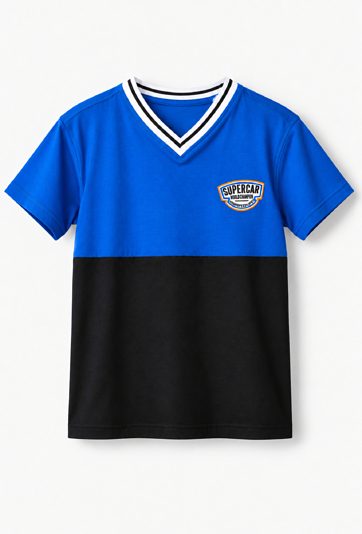 Granatowo-czarny t-shirt w serek - Limited Edition