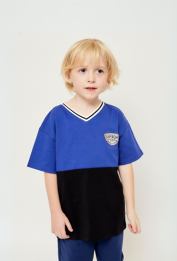 Granatowo-czarny t-shirt w serek - Limited Edition