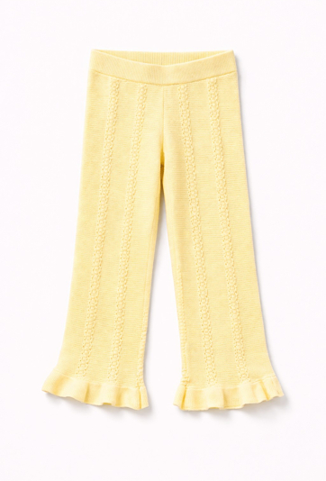 Dziewczęce spodnie swetrowe z ażurowym wzorem