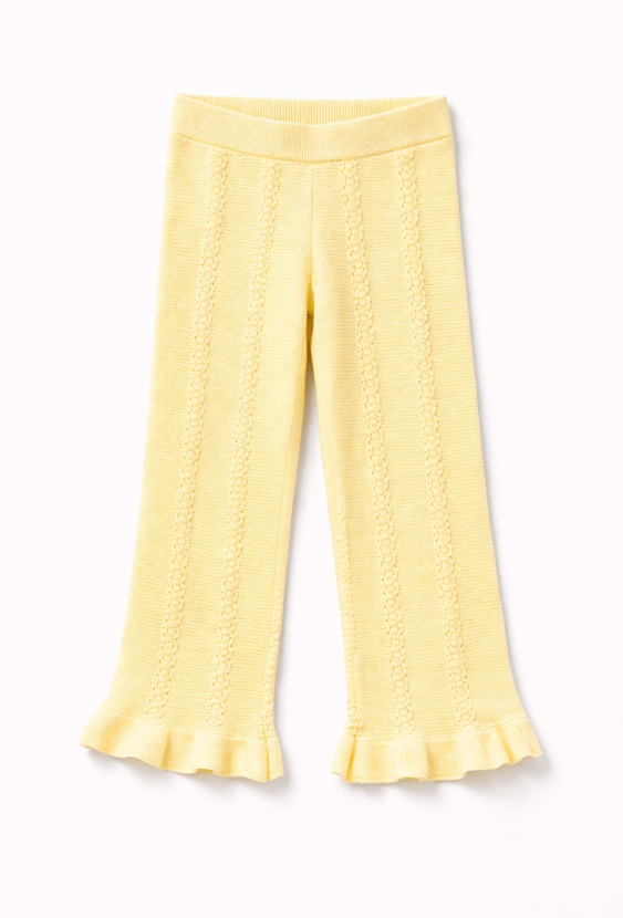 Dziewczęce spodnie swetrowe z ażurowym wzorem