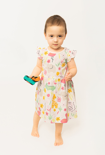 Sukienka niemowlęca z nadrukiem zwierzątek