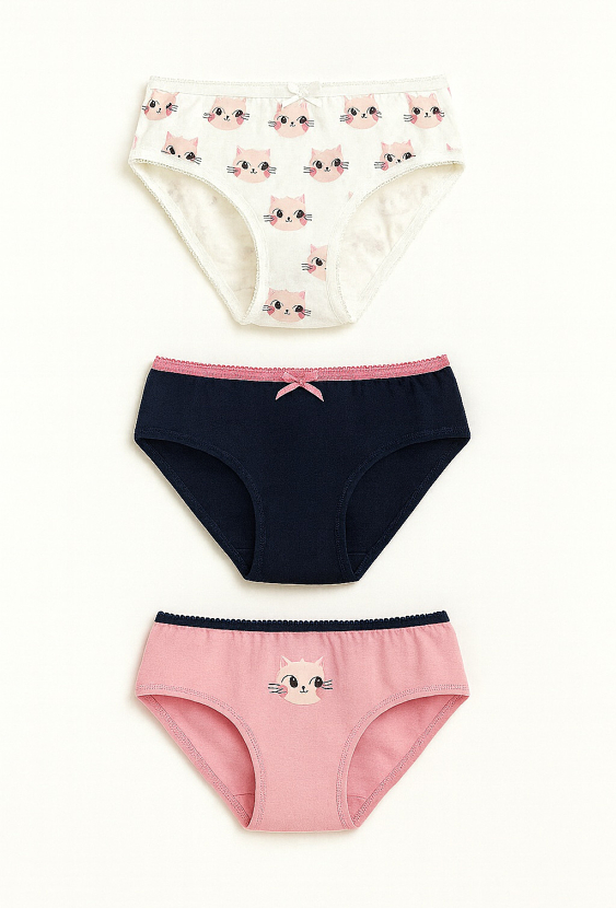 Majtki dziewczęce 3-pak z motywem kotków