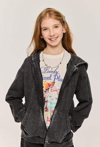 Bluza rozpinana z kapturem z efektem sprania