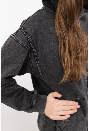 Bluza rozpinana z kapturem z efektem sprania