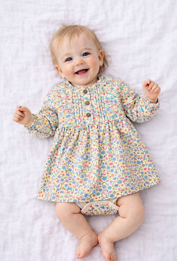 Body sukienka niemowlęca dziewczęca z długim rękawem w kwiatki