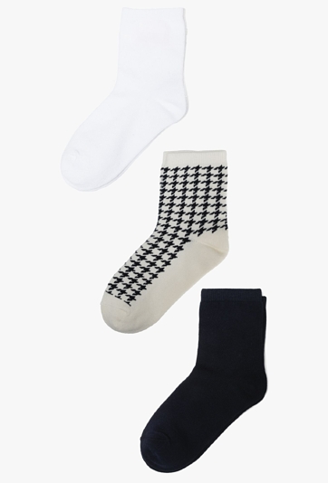 Skarpety dla dziewczynki - białe, granatowe, pepitka - 5.10.15.