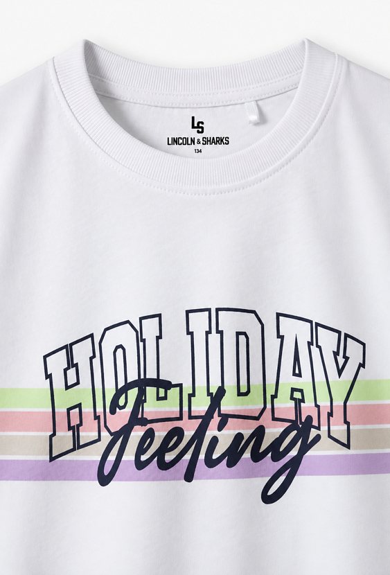 Crop top z nadrukiem HOLIDAY FEELING