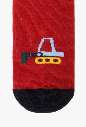 Kolorowe skarpetki chłopięce w autka 3-pak - antypoślizgowe