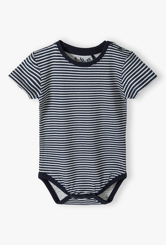 Body z krótkim rękawem - granatowo-białe paski - 5.10.15.